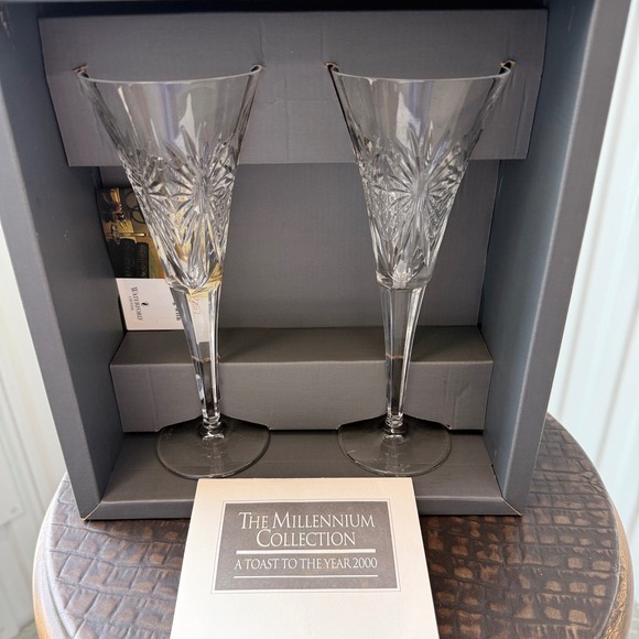 Waterford Other - Waterford Millennium Collection Health Toasting Flute Pair Clear Excellent OS